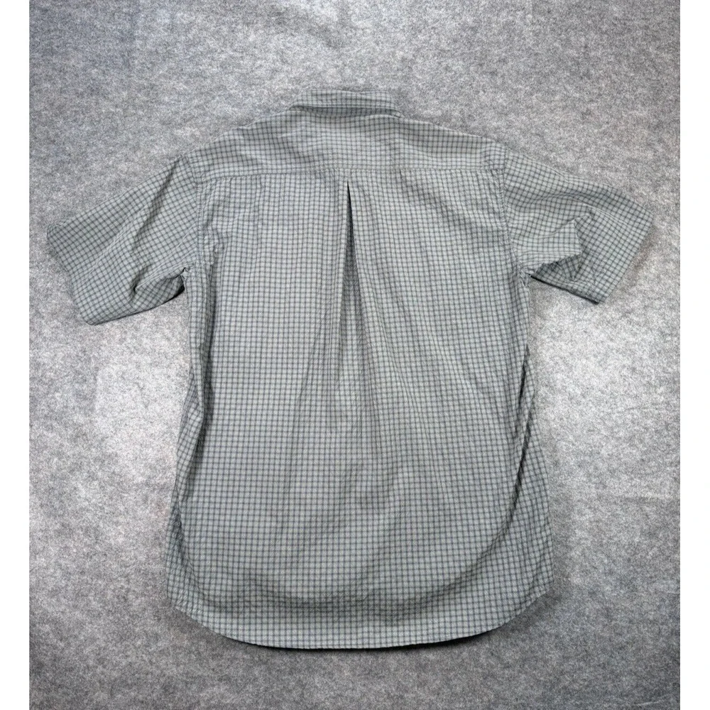 Cabela's Shirt Men Large Tall Blue‎ Gray Button Ripstop Outdoor Zipper Pockets